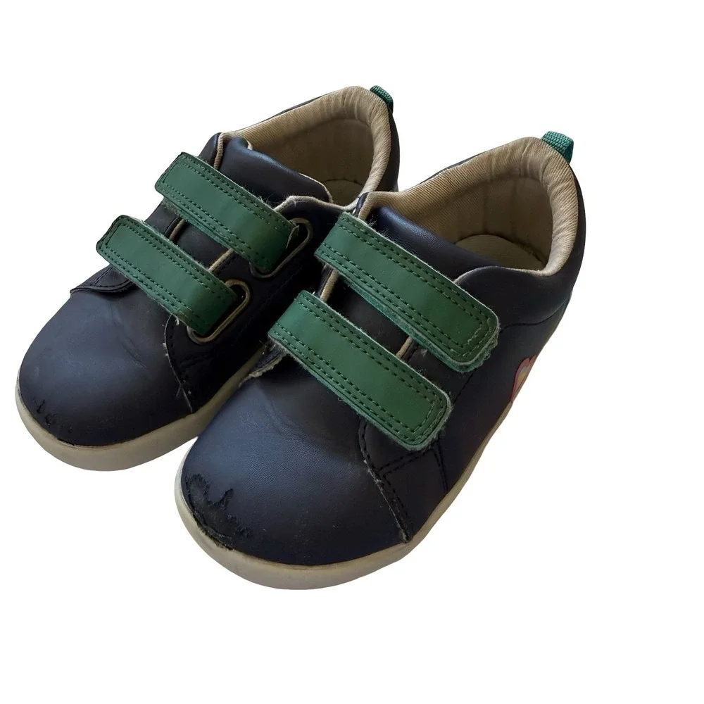 Ten Little Sneakers Navy Blue Green Kids Size 10